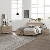 NNEDSZ 4 Pieces Bedroom Suite Natural Wood Like MDF Structure King Size Oak Colour Bed, Bedside Table & Dresser