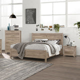 NNEDSZ 4 Pieces Bedroom Suite Natural Wood Like MDF Structure Queen Size Oak Colour Bed, Bedside Table & Tallboy