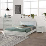 NNEDSZ 4 Pieces Bedroom Suite Natural Wood Like MDF Structure Queen Size White Ash Colour Bed, Bedside Table & Tallboy