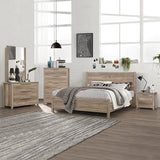 NNEDSZ Pieces Bedroom Suite Natural Wood Like MDF Structure Double Size Oak Colour Bed, Bedside Table, Tallboy & Dresser