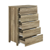 NNEDSZ Pieces Bedroom Suite Natural Wood Like MDF Structure Double Size Oak Colour Bed, Bedside Table, Tallboy & Dresser