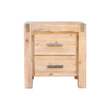 NNEDSZ Pieces Bedroom Suite in Solid Wood Veneered Acacia Construction Timber Slat Double Size Oak Colour Bed, Bedside Table