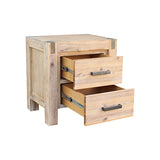 NNEDSZ Pieces Bedroom Suite in Solid Wood Veneered Acacia Construction Timber Slat Double Size Oak Colour Bed, Bedside Table