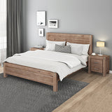 NNEDSZ Pieces Bedroom Suite in Solid Wood Veneered Acacia Construction Timber Slat King Size Oak Colour Bed, Bedside Table & Tallboy