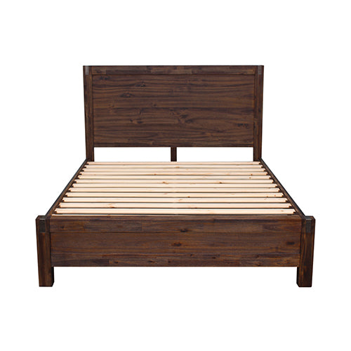 NNEDSZ Pieces Bedroom Suite in Solid Wood Veneered Acacia Construction Timber Slat King Size Chocolate Colour Bed, Bedside Table , Tallboy & Dresser