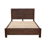 NNEDSZ Pieces Bedroom Suite in Solid Wood Veneered Acacia Construction Timber Slat King Size Chocolate Colour Bed, Bedside Table , Tallboy & Dresser
