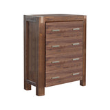 NNEDSZ Pieces Bedroom Suite in Solid Wood Veneered Acacia Construction Timber Slat King Size Chocolate Colour Bed, Bedside Table , Tallboy & Dresser
