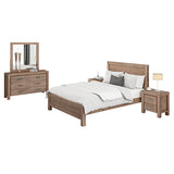 NNEDSZ Pieces Bedroom Suite in Solid Wood Veneered Acacia Construction Timber Slat Queen Size Chocolate Colour Bed, Bedside Table , Tallboy & Dresser