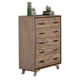 NNEDSZ Pieces Bedroom Suite Queen Size Silver Brush in Acacia Wood Construction Bed, Bedside Table, Tallboy & Dresser