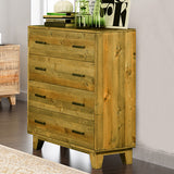 NNEDSZ Pieces Bedroom Suite King Size in Solid Wood Antique Design Light Brown Bed, Bedside Table , Tallboy & Dresser
