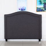 NNEDSZ Head Queen Size Charcoal Headboard with Curved Design Upholstery Linen Fabric