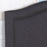 NNEDSZ Head Queen Size Charcoal Headboard with Curved Design Upholstery Linen Fabric