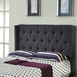 NNEDSZ Head Queen Charcoal Headboard Upholstery Fabric Studded Buttons