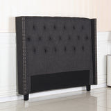 NNEDSZ Head Queen Charcoal Headboard Upholstery Fabric Studded Buttons