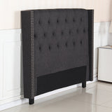 NNEDSZ Head Queen Charcoal Headboard Upholstery Fabric Studded Buttons