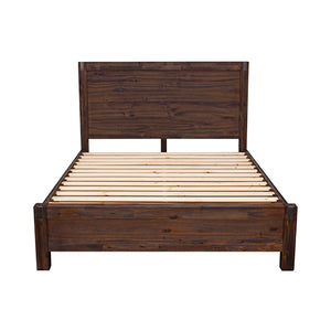 NNEDSZ Frame King Size in Solid Wood Veneered Acacia Bedroom Timber Slat in Chocolate