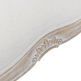 NNEDSZ Oak Wood Linen Fabric Beige White Washed Finish Bench Chair