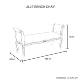 NNEDSZ Oak Wood Linen Fabric Beige White Washed Finish Bench Chair