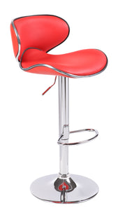 NNEDSZ 2X Red Bar Stools Faux Leather Mid High Back Adjustable Crome Base Gas Lift Swivel Chairs