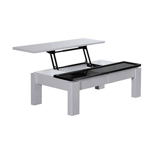 NNEDSZ Table High Gloss Finish Lift Up Top MDF Black & White Colour Interior Storage