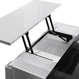 NNEDSZ Table High Gloss Finish Lift Up Top MDF Black & White Colour Interior Storage