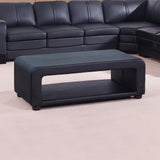 NNEDSZ Coffee Table Upholstered PU Leather in Black Colour with open storage