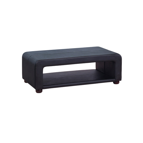 NNEDSZ Coffee Table Upholstered PU Leather in Black Colour with open storage