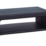 NNEDSZ Coffee Table Upholstered PU Leather in Black Colour with open storage