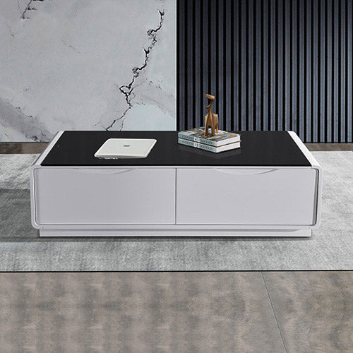 NNEDSZ Table High Gloss Finish MDF Black & White Colour with 2 Drawers Storage