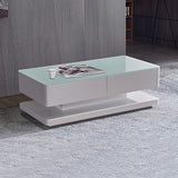 NNEDSZ Coffee Table High Gloss Finish Shiny White Colour with 4 Drawers Storage
