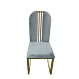 NNEDSZ 2X Dining Chair Stainless Gold Frame & Seat Blue Fabric