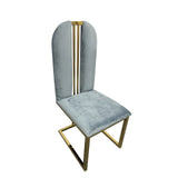 NNEDSZ 2X Dining Chair Stainless Gold Frame & Seat Blue Fabric
