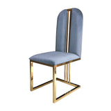 NNEDSZ 2X Dining Chair Stainless Gold Frame & Seat Blue Fabric