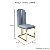 NNEDSZ 2X Dining Chair Stainless Gold Frame & Seat Blue Fabric