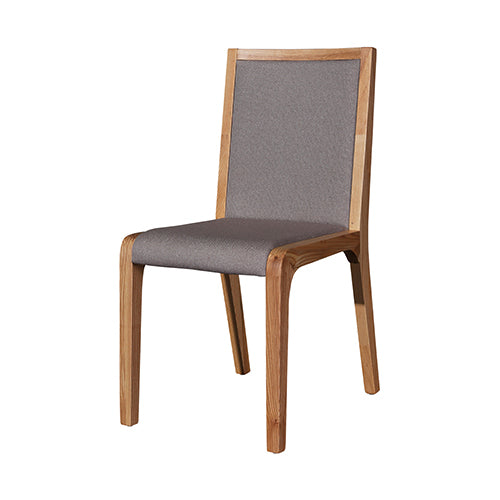 NNEDSZ 2x Wooden Frame Leatherette In Gray Fabric Dining Chairs with Wooden Legs