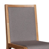 NNEDSZ 2x Wooden Frame Leatherette In Gray Fabric Dining Chairs with Wooden Legs