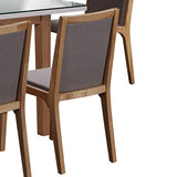 NNEDSZ 2x Wooden Frame Leatherette In Gray Fabric Dining Chairs with Wooden Legs