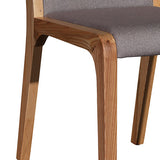 NNEDSZ 2x Wooden Frame Leatherette In Gray Fabric Dining Chairs with Wooden Legs