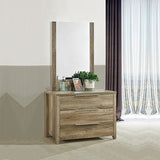 NNEDSZ with 3 Storage Drawers in Natural Wood like MDF in Oak Colour with Mirror