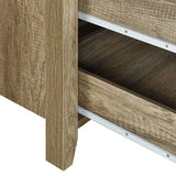 NNEDSZ with 3 Storage Drawers in Natural Wood like MDF in Oak Colour with Mirror