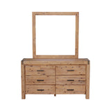 NNEDSZ with 6 Storage Drawers in Solid Acacia & Veneer With Mirror in Oak Colour