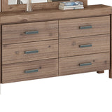 NNEDSZ with 6 Storage Drawers in Solid Acacia & Veneer With Mirror in Oak Colour