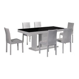 NNEDSZ Pieces Dining Suite Dining Table & 6X  White Chairs in Rectangular Shape High Glossy MDF Wooden Base Combination of Black & White Colour