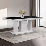 NNEDSZ Pieces Dining Suite Dining Table & 6X  White Chairs in Rectangular Shape High Glossy MDF Wooden Base Combination of Black & White Colour