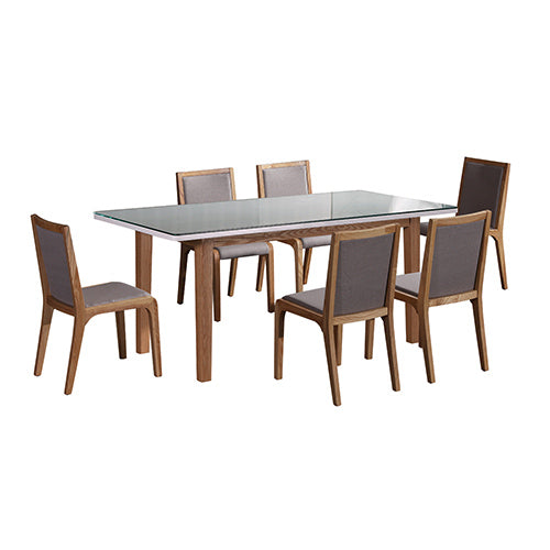 NNEDSZ Pieces Dining Suite Dining Table & 6X Chairs in White Top High Glossy Wooden Base