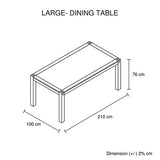 NNEDSZ Table 210cm Large Size with Solid Acacia  Wooden Base in Chocolate Colour