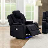 NNEDSZ Seater Electric Recliner Stylish Rhino Fabric Black Lounge Armchair with LED Features
