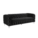 NNEDSZ Seater Sofa Classic Button Tufted Lounge in Black Velvet Fabric with Metal Legs