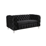 NNEDSZ Seater Sofa Classic Button Tufted Lounge in Black Velvet Fabric with Metal Legs