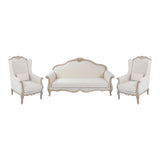NNEDSZ 3S+2 XWing Chair Oak Wood White Washed Finish Rolled Armrest Linen Sofa Fabric
